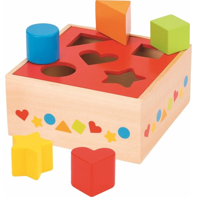 GOKI Sorteerkist - Diverse Vormblokken - 16X16X8Cm - 5 Verschillende Vormen - Hout