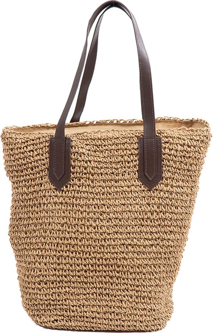 Monnq - strandtas met rits - rieten tas - strandtas riet - Trinley Wheat