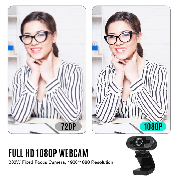 1080P HD Computer Camera Videoconferentie Camera Webcam 2 Megapixel Handmatige Focus met Microfoon zwart