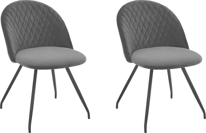 Emma-Eetkamerstoel - 2 Pack - Grijs Fluweel