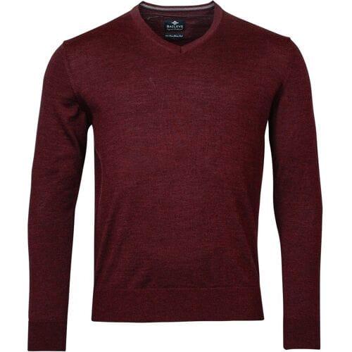 Baileys Trui Uni Merino V-Neck Single Knit Bordeaux / male