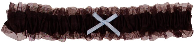Kousenband Zwart met Organza & Lichtblauw Strikje - 33cm Elastisch