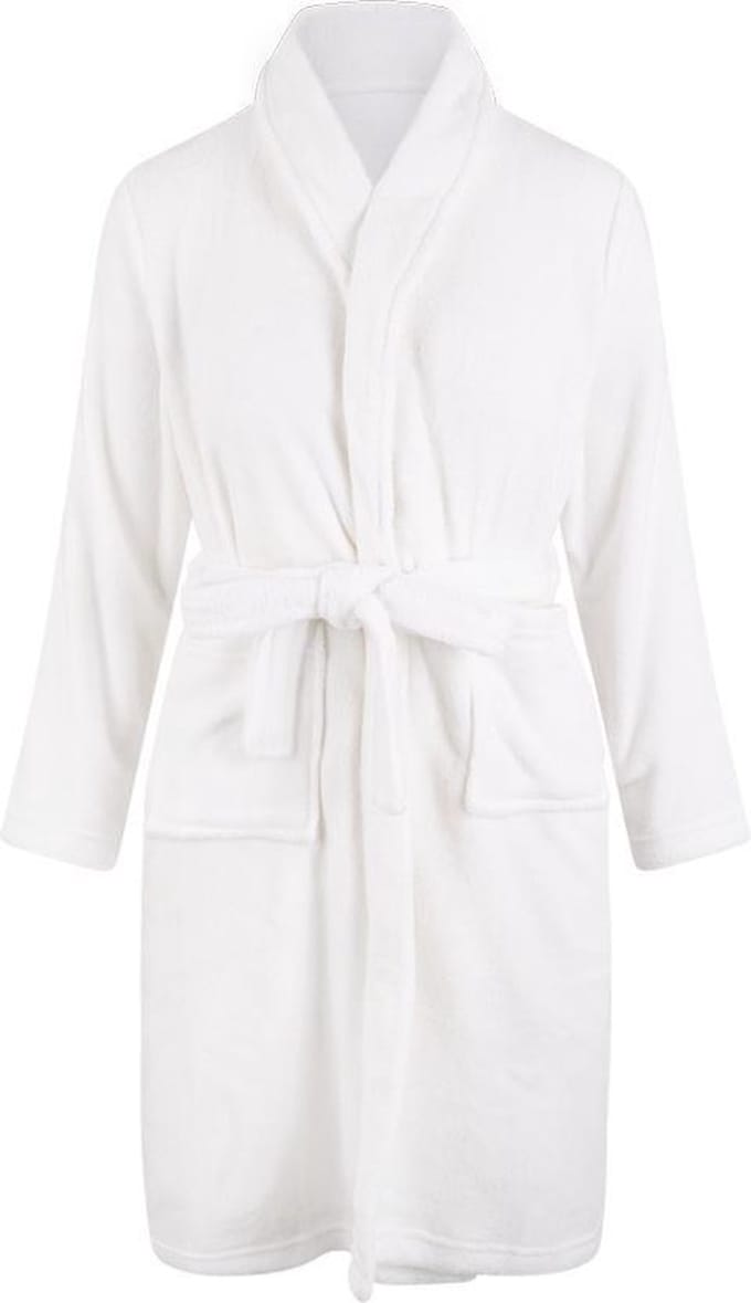 Kinderbadjas - wit - fleece badjas kind - meisjes & jongens - ochtendjas kinderen - maat 134/140