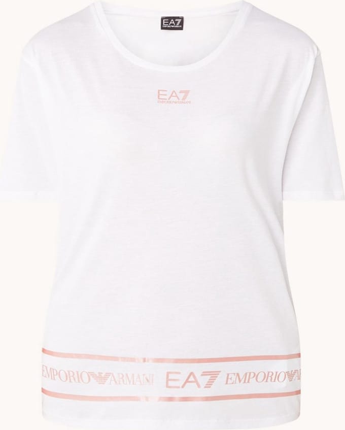 Emporio Armani EA7 Hardloop T-shirt met logoprint - Wit - Maat S