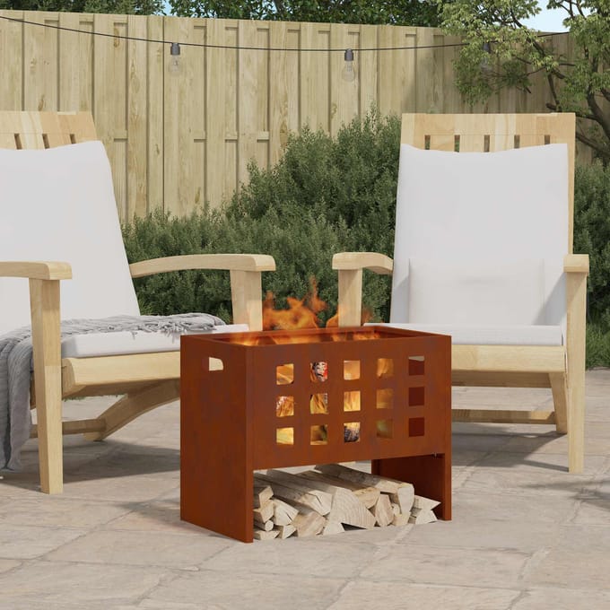 vidaXL - Vuurkom - Bruin - 50 - x - 30 - x - 40 - cm - Staal