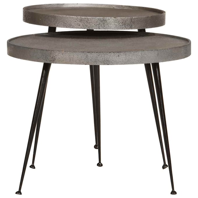 vidaXL - Salontafel - 2 - stuks - zilverkleurig - bewerkt - hout