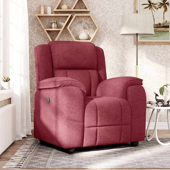 vidaXL - Fauteuil - verstelbaar - stof - wijnrood
