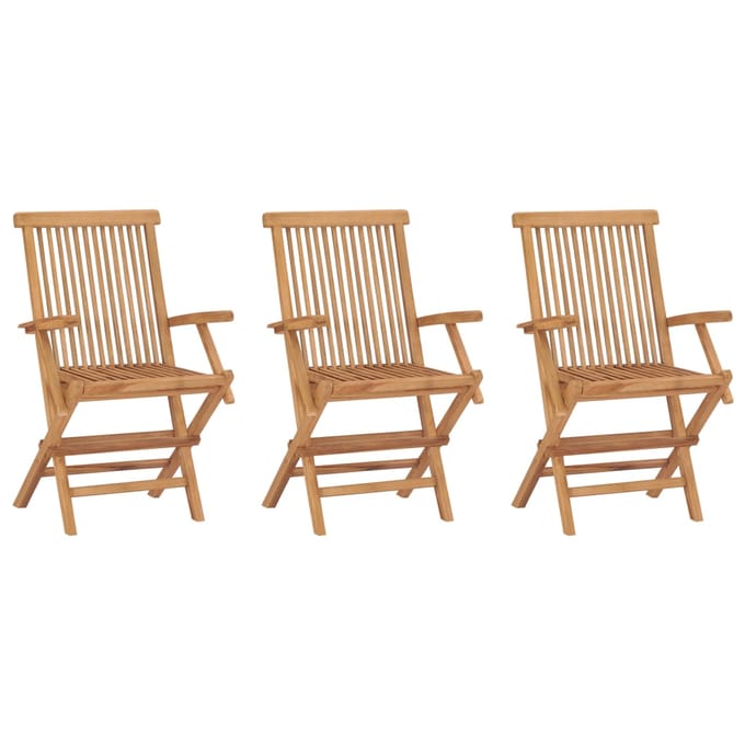 vidaXL - Klapstoelen - 3 - stuks - van - massief - teakhout