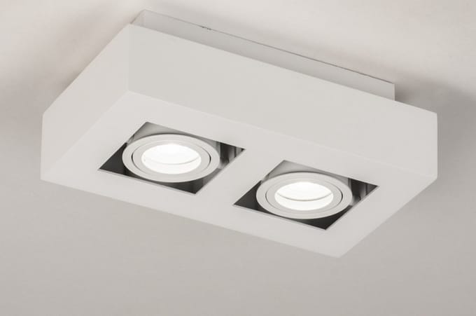 Lumidora Plafondlamp 74144 - Plafonniere - XIRAX - 2 Lichts - GU10 - Wit - Metaal - ⌀ 25 cm