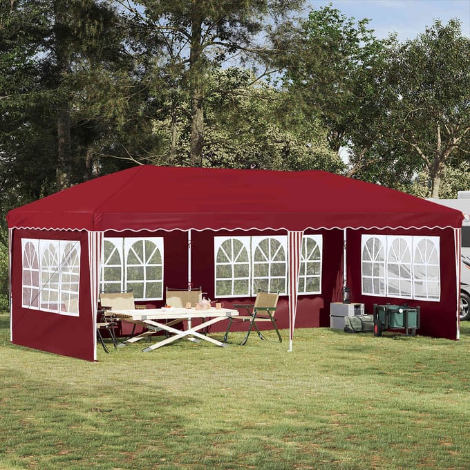 vidaXL - Pop-up - Feesttent - 574 - x - 289 - x - 245 - cm - Bordeauxrood