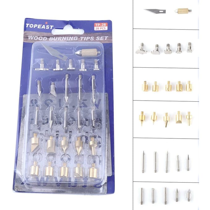1 Set Pyrografie Houtbewerking en Soldeertips Alfabet Cijfers Symbolen Sjablonen