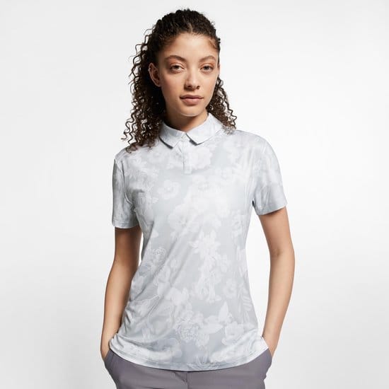 Nike Dri-Fit Aop Sport Polo - Maat S - Dames - Pure Platinum/White