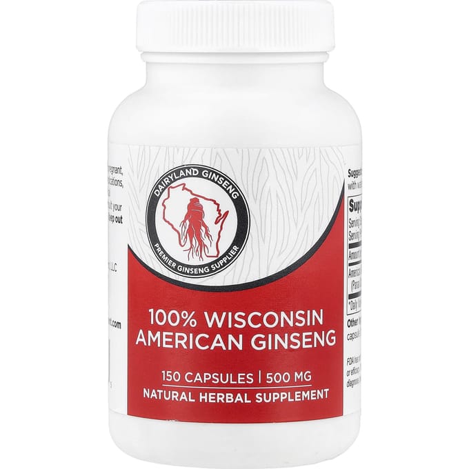 Dairyland Ginseng, 100% Wisconsin Ginseng, 500mg, 150 Capsules