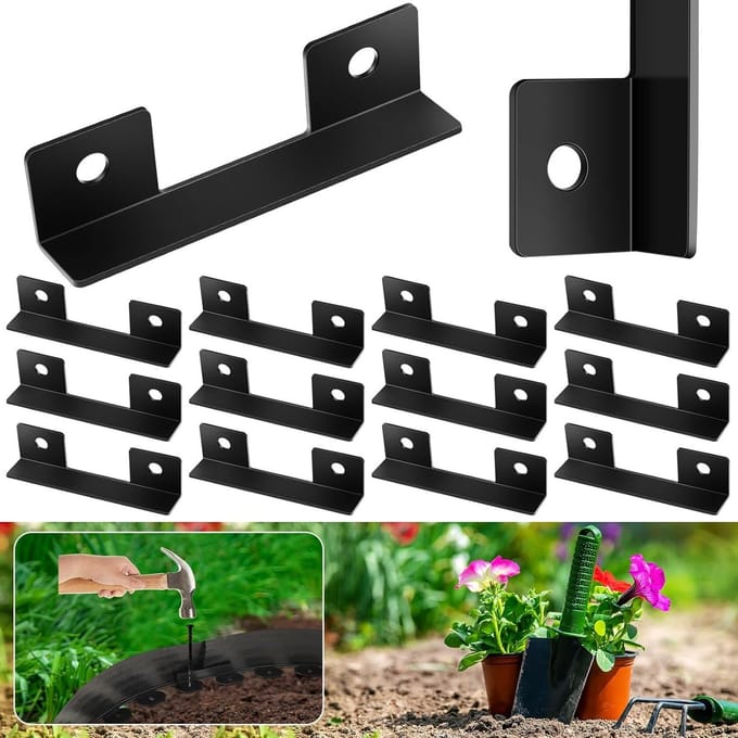 Set van 30 zwarte tuinrandverbinders - geen graven benodigd - passend voor gazon en tuinafscheidingen