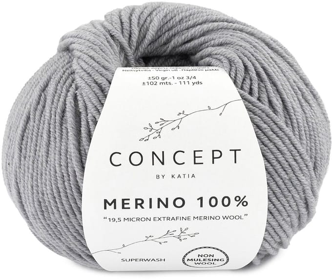 Katia Concept Merino 100% - 504 grijs - Wol Garen