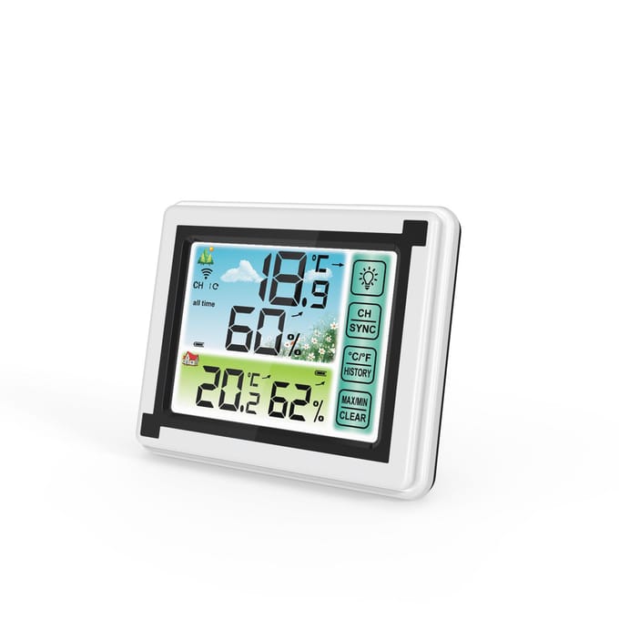 Binnen Buiten Draadloos Thermohygrometer Temperatuur Vochtigheidsbewaking Weerklok Digitaal 1 wit