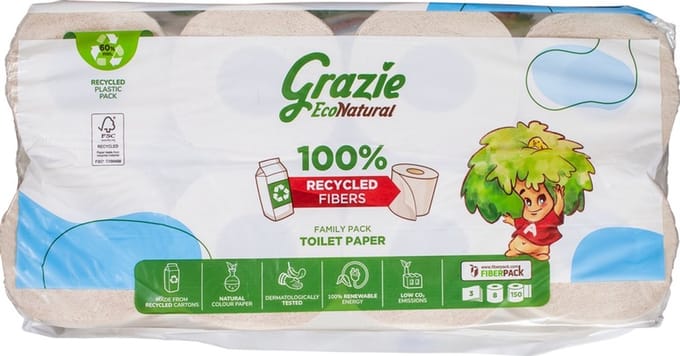 Grazie Natural Toiletpapier 3-laags 8 Stuks
