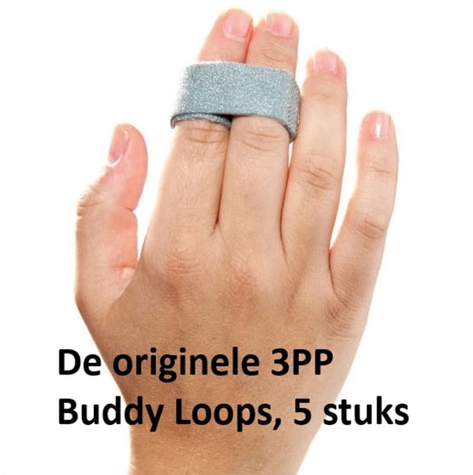 3PP Buddy Loops Vingerspalk - 1,9 cm breed - grijs - 5 stuks - P1003-5