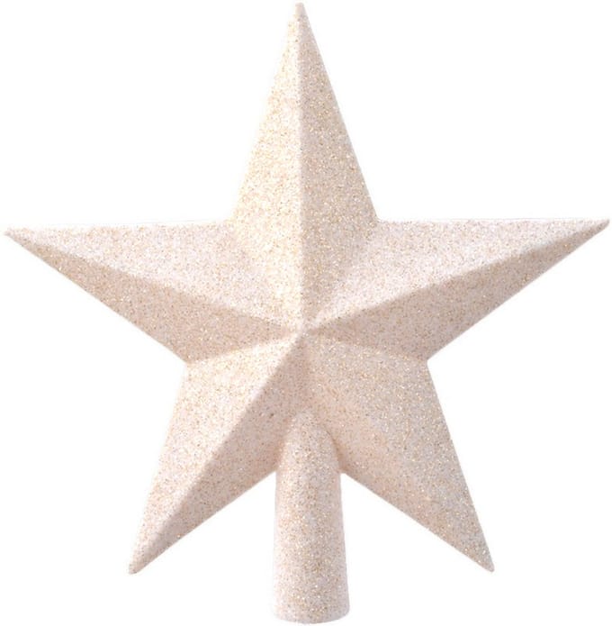Decoris kerstboom piek - ster vorm - wol wit - glitter - 19 cm - kunststof - kerstpiek
