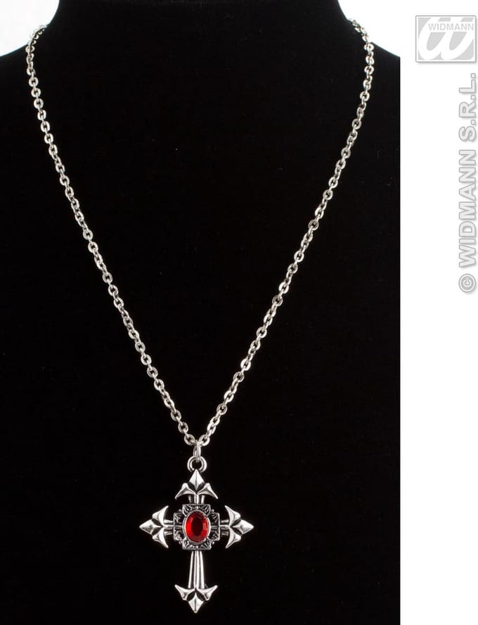 gothic ketting met rode steen