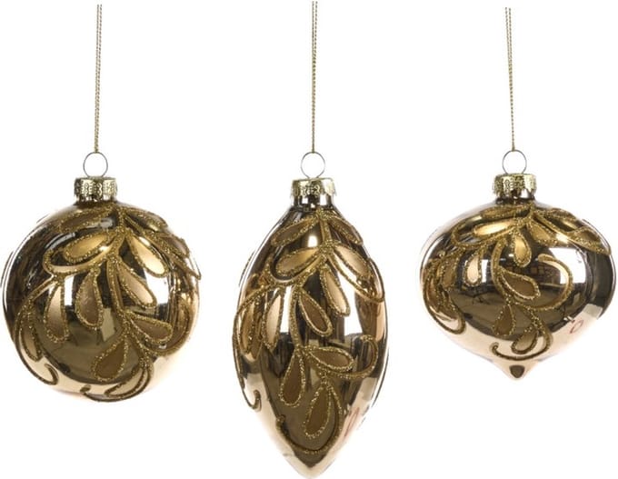 Goodwill Kerstbal Glas Goud D 8 cm Voordeelass. Per 3 Stuks