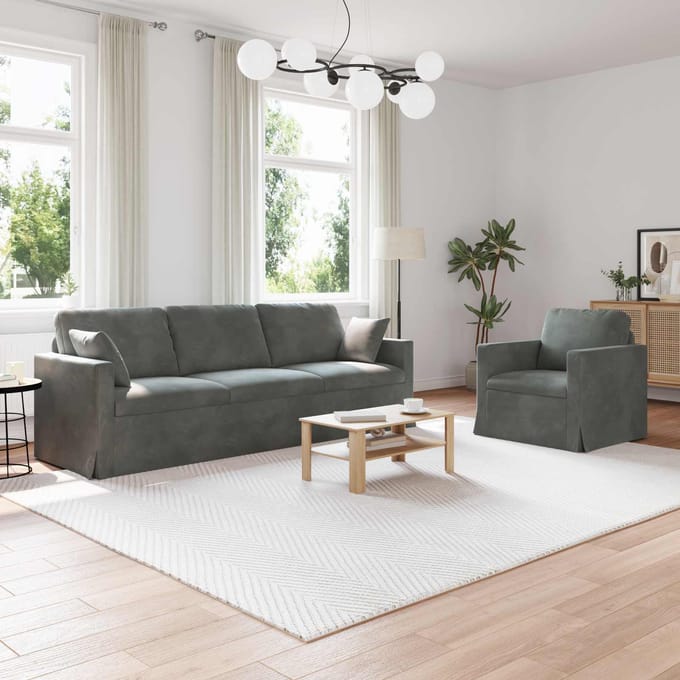 vidaXL Bankstel 2 pcs Donkergrijs 228 x 78 x 80 cm Fluweel
