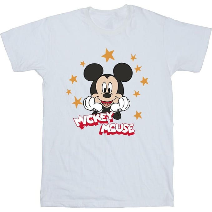 Disney Heren Mickey Mouse Sterren T-Shirt (Wit)