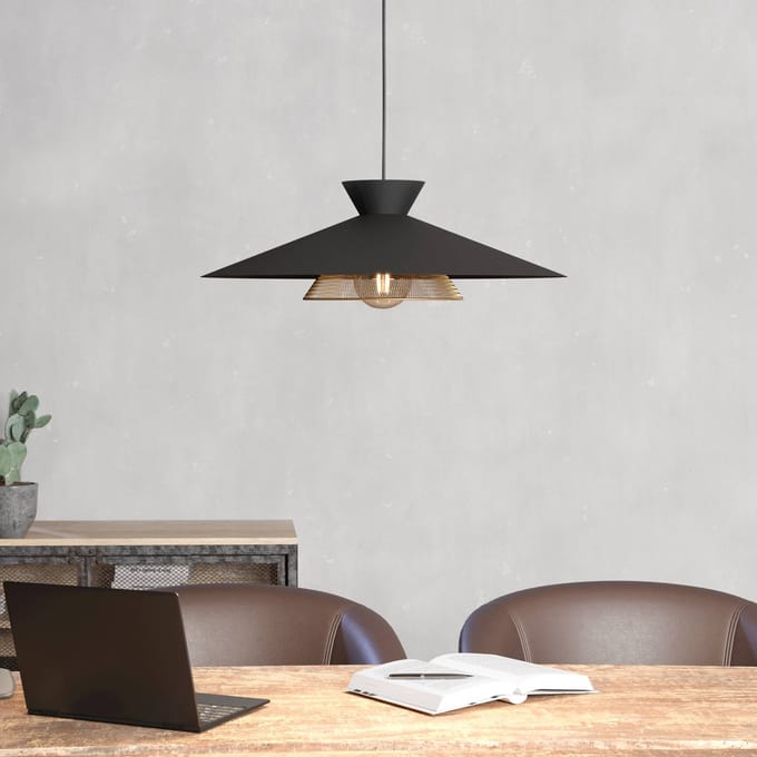 EGLO Grizedale Hanglamp - E27 - Ø 50 cm - Zwart|Goud - Staal