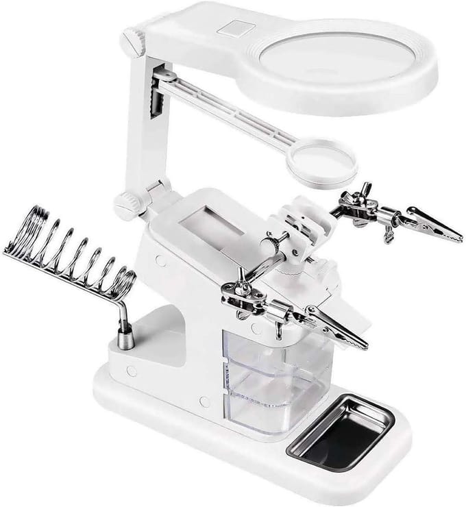 Derde Vergrootglas met Klemmen, Solderingshulp met 3x Vergroting voor Assemblage, Reparatie en Hobbyprojecten