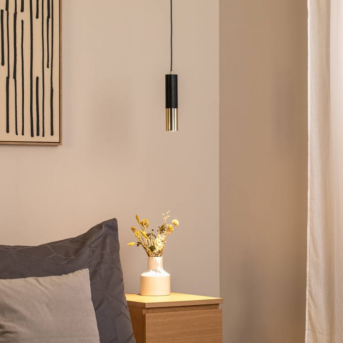 Domiluce Hanglamp Orino, zwart/goud, metaal, GU10