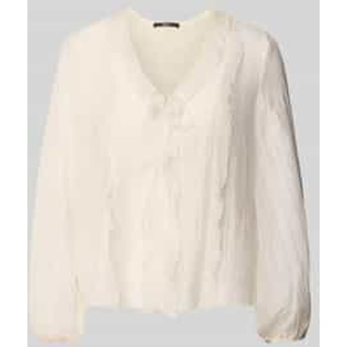 Regular fit blouse met V-hals en vetersluiting
