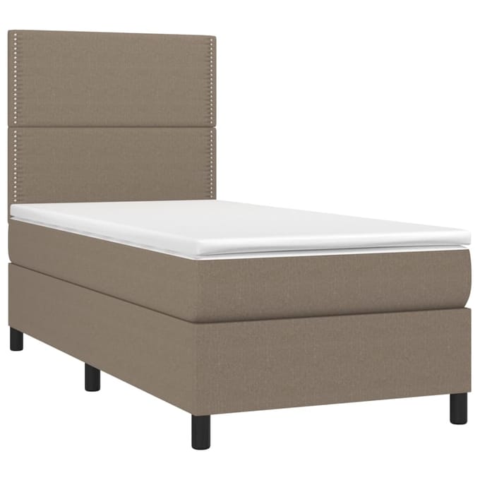 vidaXL - Boxspring - met - matras - en - LED - stof - taupe - 100x200 - cm