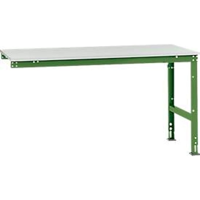 Manuflex AU6091.6011 Werk aanschuiftafel universele standaard met melamine schijf, bxdxh = 1750 x 1000 x 760-870 mm Reseda groen (RAL 9010)