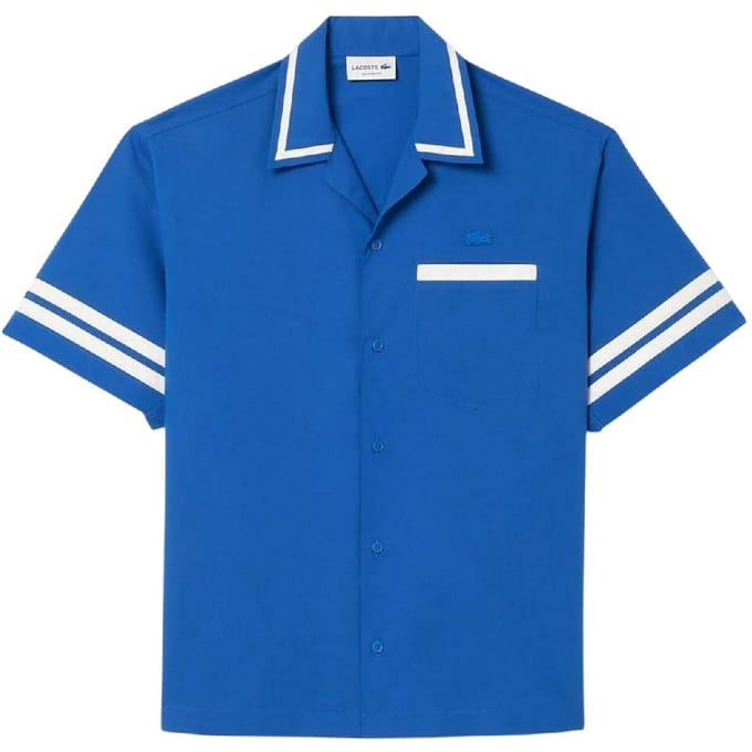 Lacoste Heren Katoenen Twill Relaxed Fit Overhemd (Blauw)