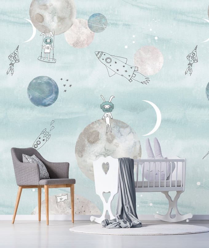 INGK Kinderbehang - Too The Mooon, Blue
