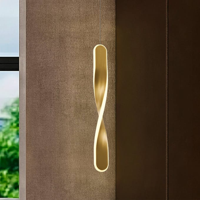 Schuller Valencia LED hanglamp Twist, 1-lamp, goudkleurig, metaal