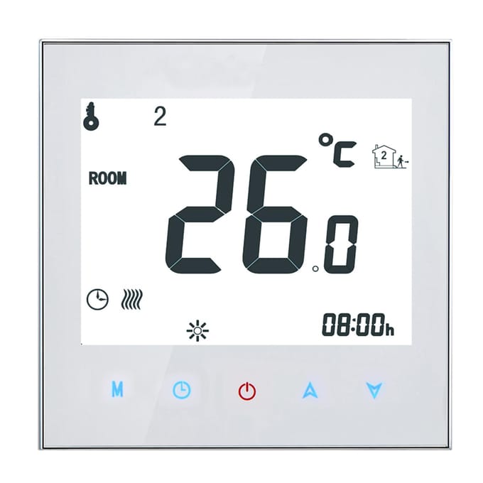 16A 95-240V Wekelijks programmeerbaar LCD-scherm T-ouch-scherm Elektrische verwarming thermostaatkamer wit
