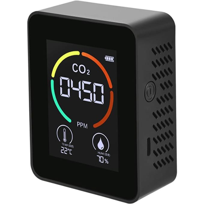 Détecteur de CO2 Portable d'intérieur, thermohygromètre multifonctionnel, détecteur d'air numérique domestique Intelligent noir