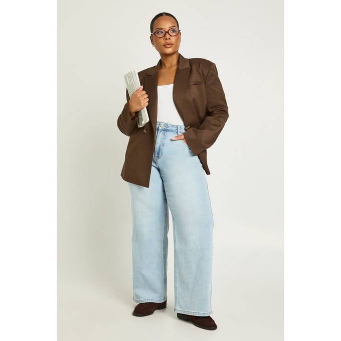 boohoo Dames De Plus Hoge Taille Rechte Pijp Jeans | Gebleekt | Maat: 28/30L