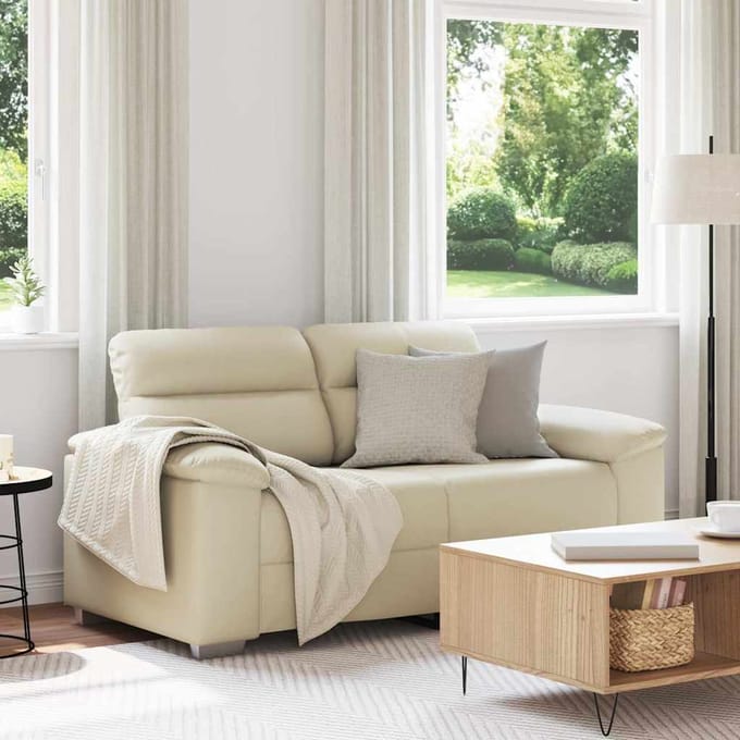 vidaXL - 2-zitsbank - crème - 160x81x84 - cm - kunstleer