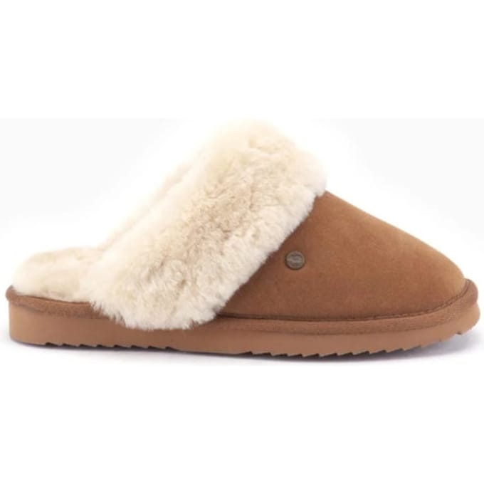 Warmbat Flurry Suede Dames Sloffen - Cognac