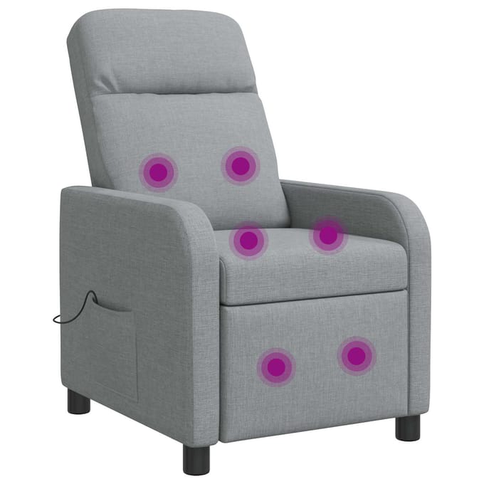vidaXL - Massage - Relaxstoel - Lichtgrijs - Stof