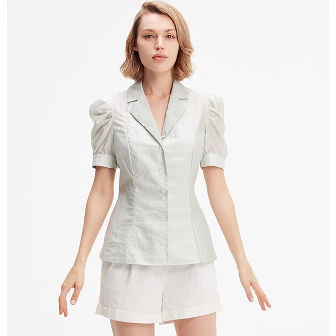 Organza blouse met korte mouwen