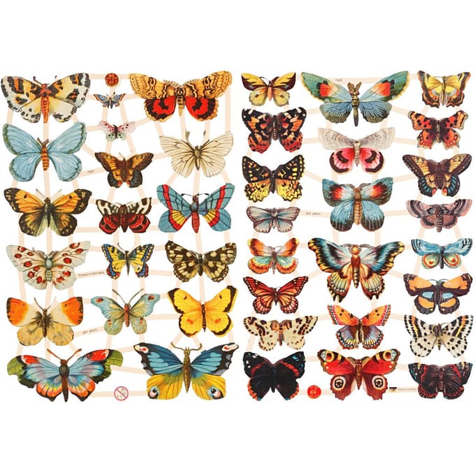 Creativ Company Vintage Pictures Butterflies 2 Sheets