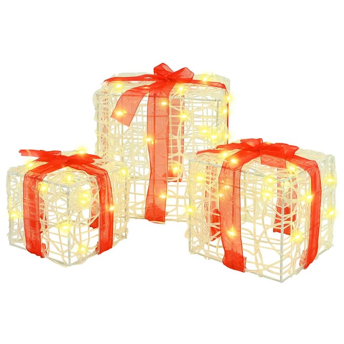 vidaXL - 3 - st - 60 - LED's - Warmwit - 20 - x - 20 - x - 20 - cm - Acryl