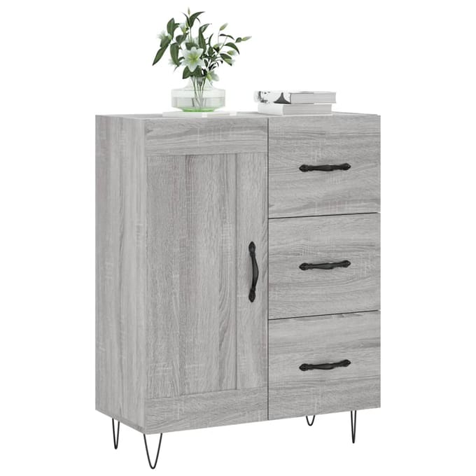 vidaXL - Dressoir - 69,5x34x90 - cm - bewerkt - hout - grijs - sonoma - eikenkleurig