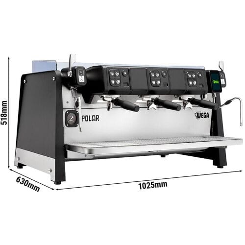 WEGA Polar - Portafiltermachine - 3 groepen - 6,9 kW - met 2 melkopschuimers & heet water - Touch - Zwart zwart