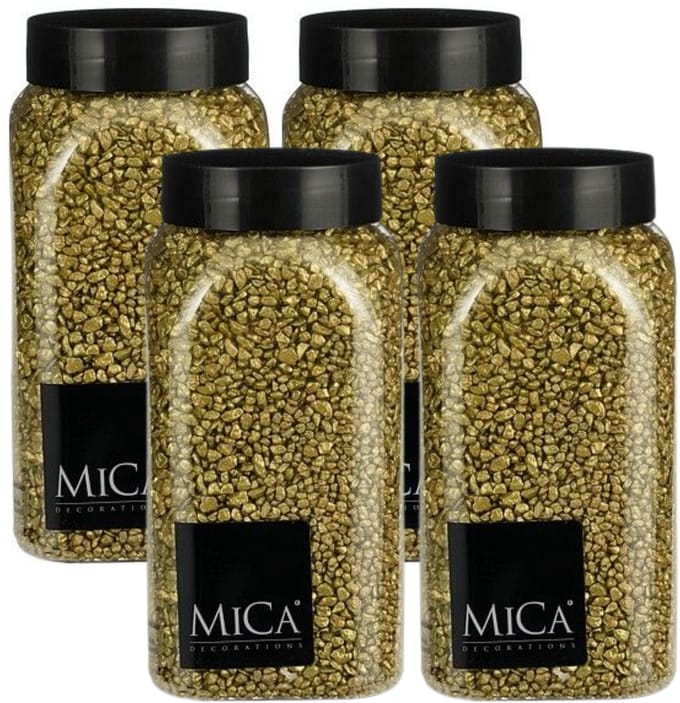 Mica Decorations decoratie stenen/granulaat - 4x - 650ml - goud - hobby steentjes