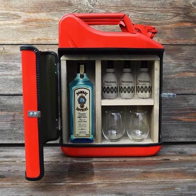 Jerrycan Gin Bar 20L - Rood - Gin - Mobiele Bar - Metaal - Cadeau