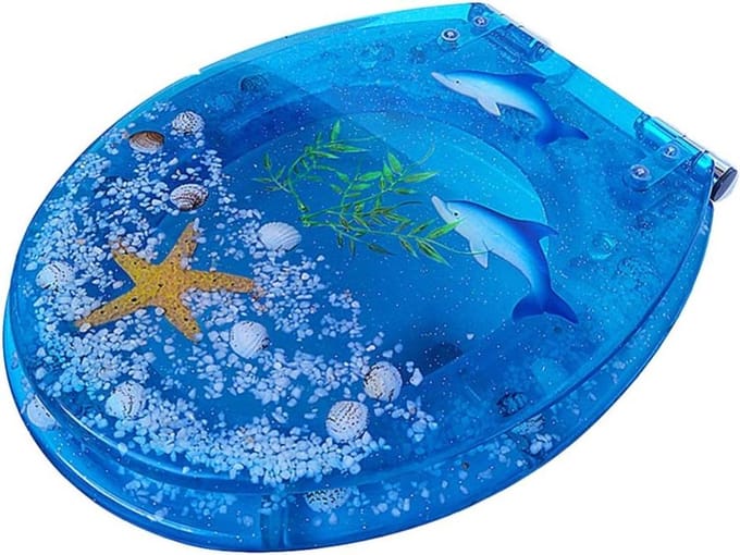Toiletbril Hars - Zeeschelpen Decor - Badkamer Upgrade - Soft-close Scharnier - D-vormig - Transparant